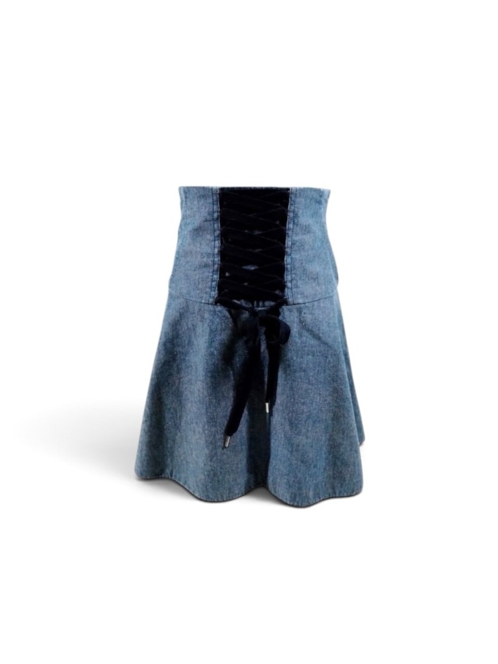 Valentino Dark Denim Flared Midi Skirt
